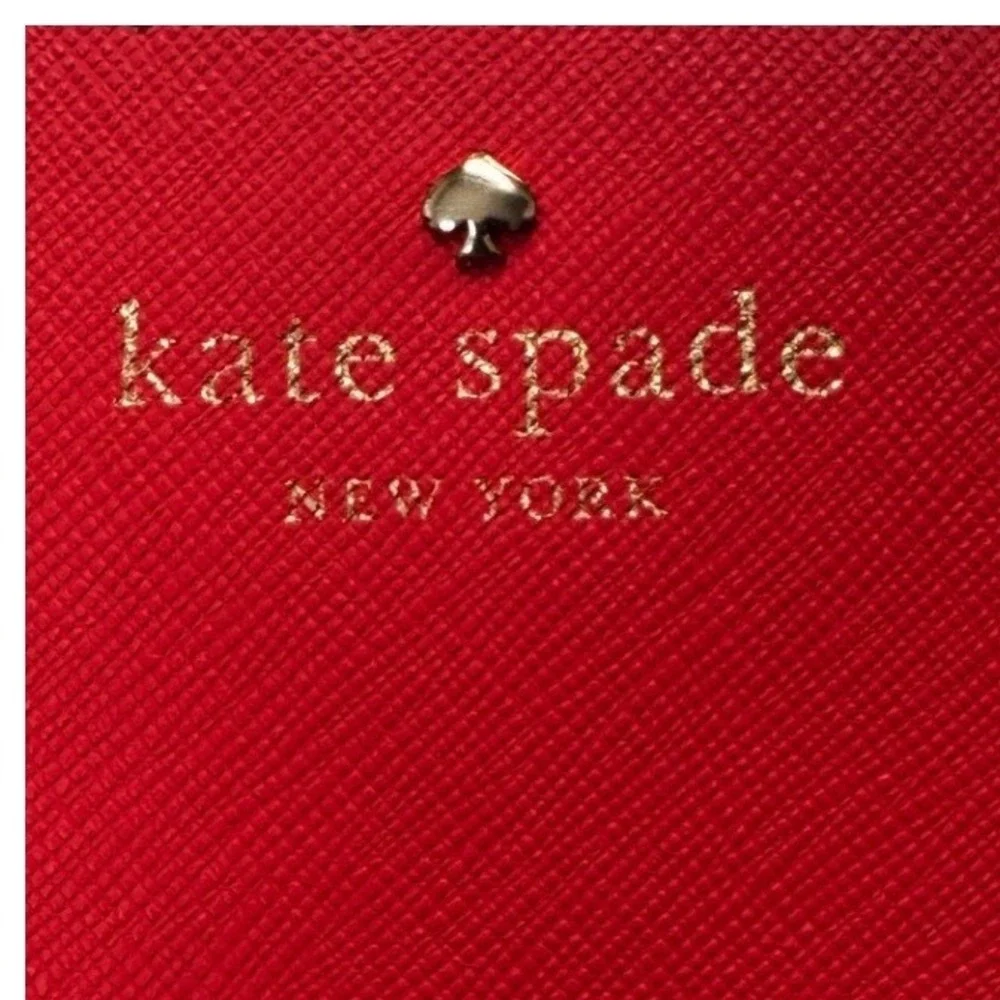Kate Spade Card Holder Womens OS Coral & Pink Scalloped Saffiano Leather